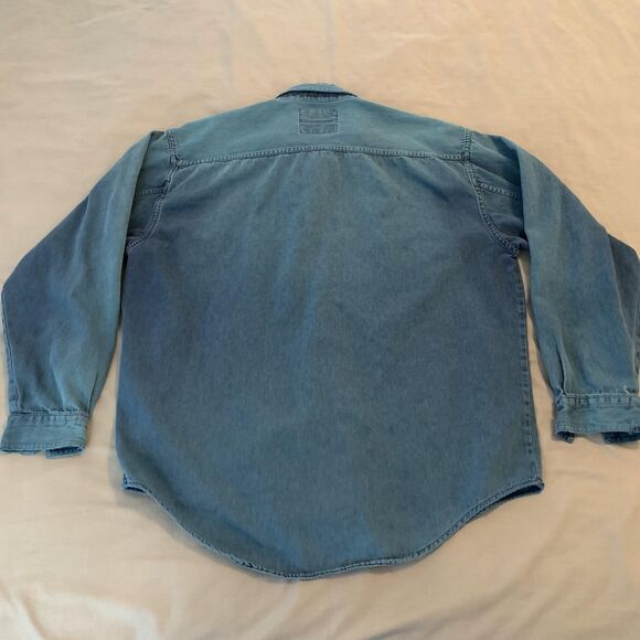 Vintage Levis Denim Shirt Mens Large Blue Long Sleeve Button Front Western 90s - Picture 9 of 10